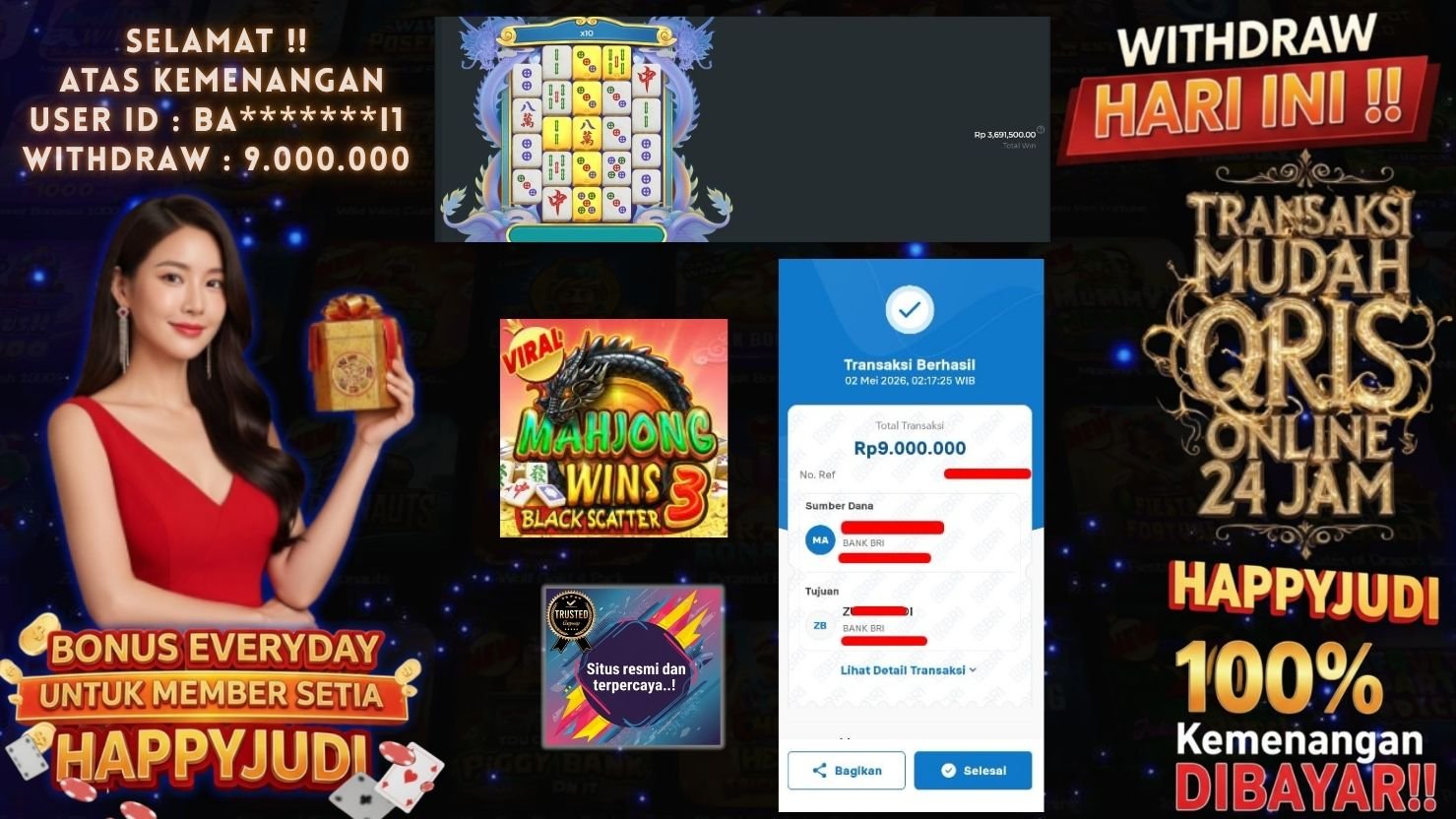 HAPPYJUDI JACKPOT SLOT MAHJONG WINS 3 - BLACK SCATTER
